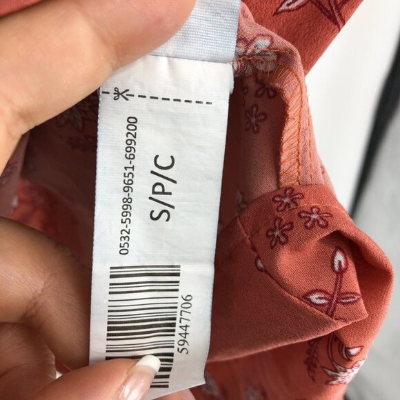 Streetwear Society Peach Floral Tank Top Casual summer buttoned mini dress S - Picture 9 of 15